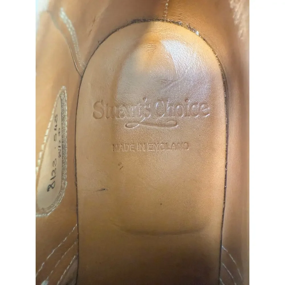 Stuart's Choice Made in England White Leather Brogue Dress Shoes Size 8.5. JL